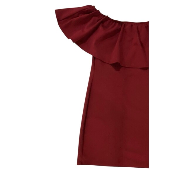 Brat Star Burgundy Off Shoulder Ruched Mini Dress - Junior Size Large - Picture 9 of 9